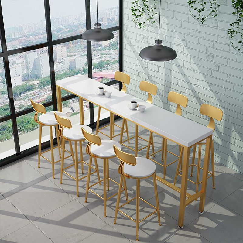 Glam Rectangle Bar Pub Table Set 1/2/5/9 Pieces White and Gold Counter Set