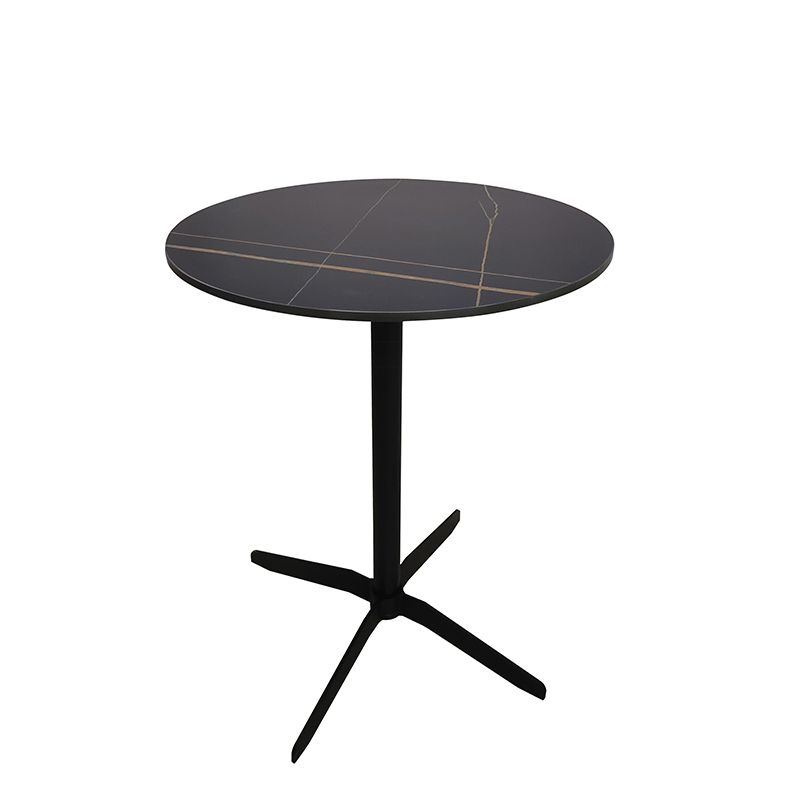 Modern Stone Cocktail Table with Black Pedestal Coffee Table - 21.7''/23.6''