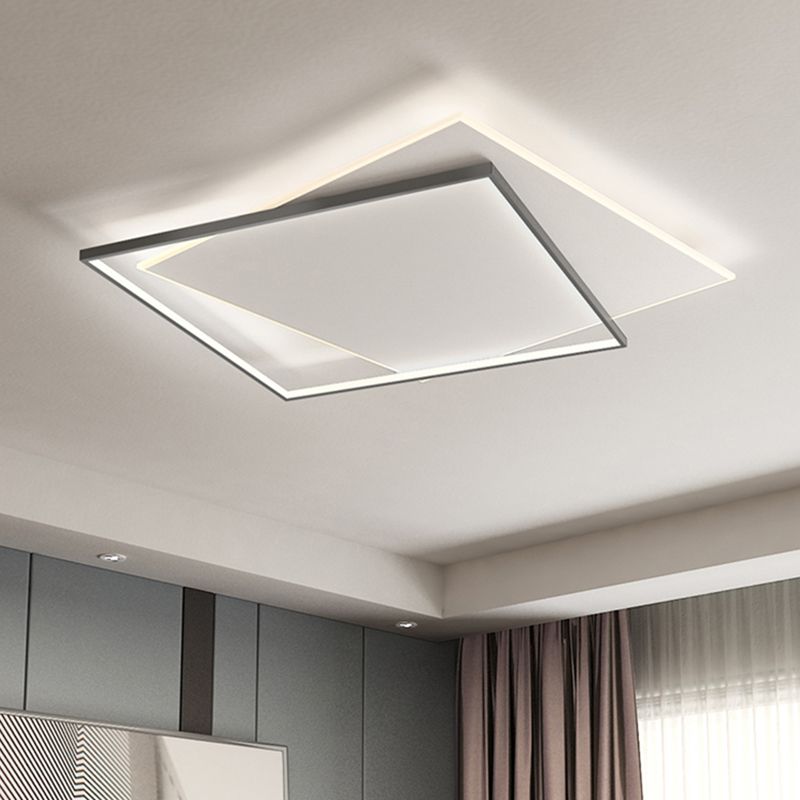 Lámpara empotrada cuadrada simple para techo, lámpara empotrada LED metálica para sala de estar en negro