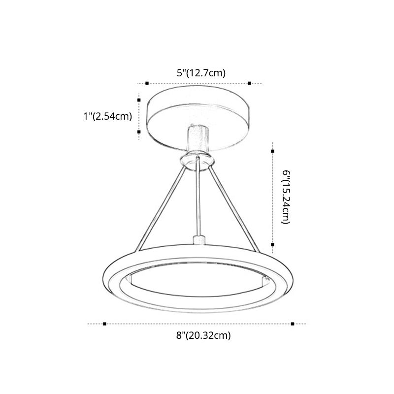 Circle Semi Flush Mount Light Metal Modern Flush Mount Ceiling Light Fixtures for Hallway