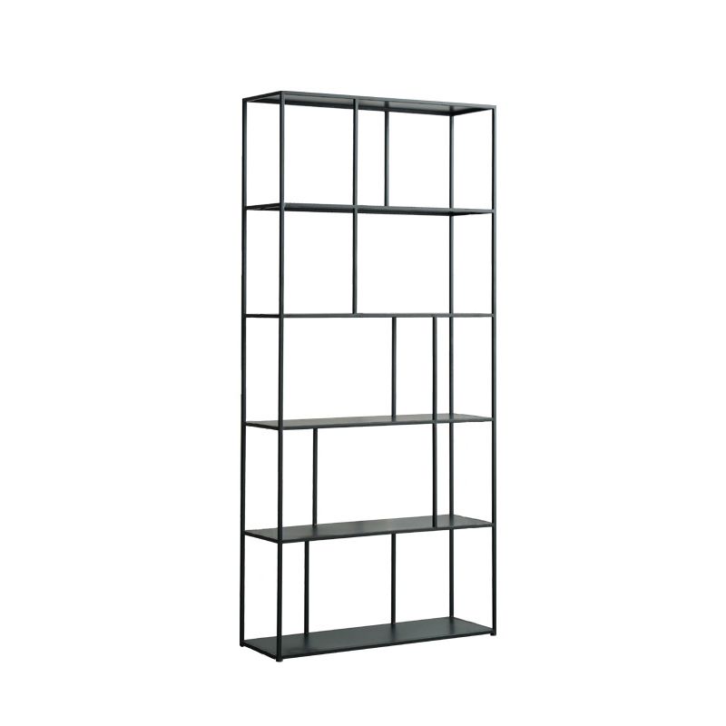 70.87"H Bookcase Black Open Back Modern Style Bookshelf for Home and Office