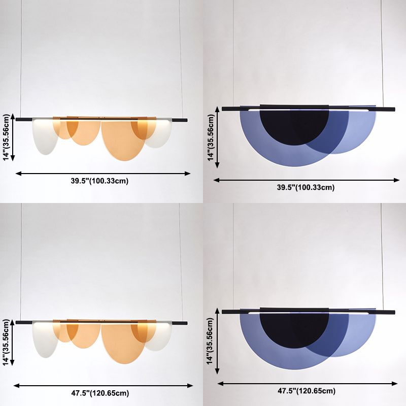 Modern Minimalist Island Light Fixture Half Round Shaped LED Pendant Lamp