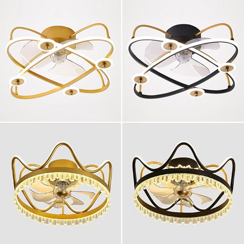 Metal Geometric Shape Ceiling Fans Modern Style Multi Lights Ceiling Fan Lamp Fixture