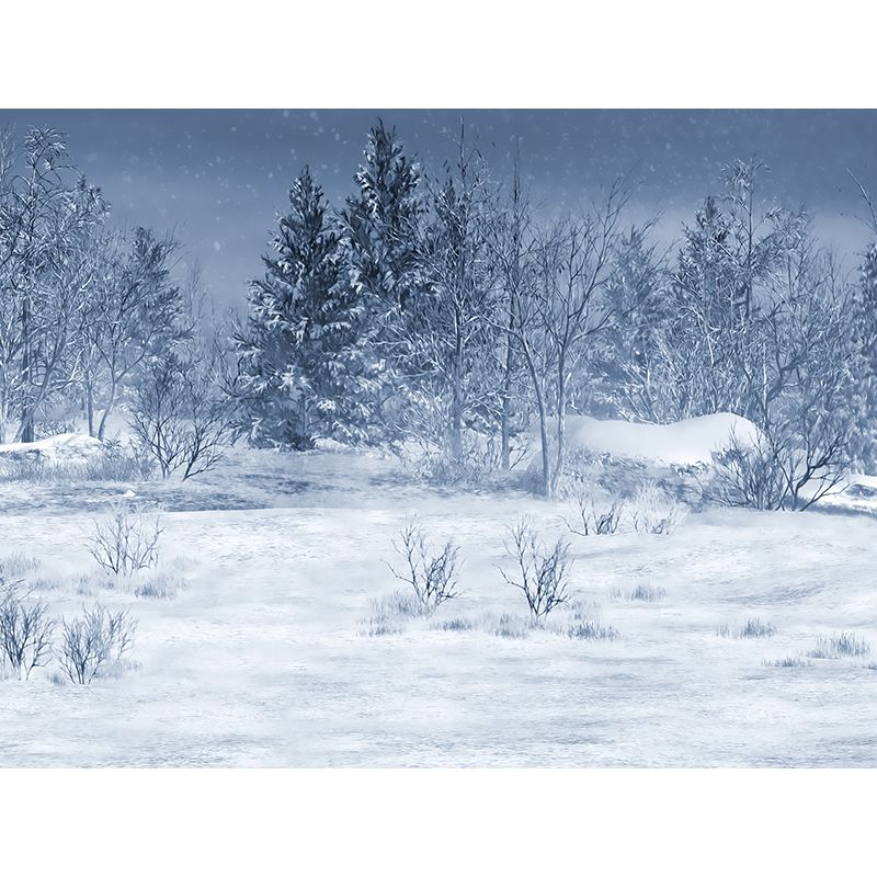 White Snowscape Mural Wallpaper Forest Contemporary Stain Resistant Wall Covering