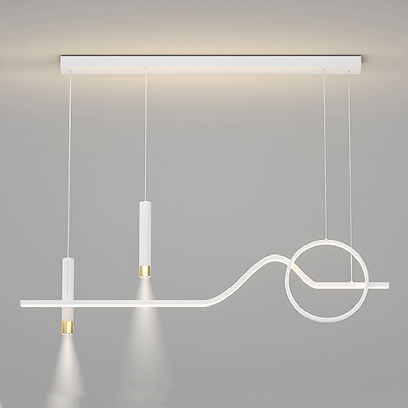 Modern Minimalist Style Linear Chandelier Lighting Fixtures Metal Island Ceiling Light