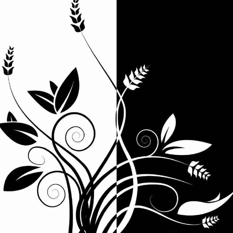 Black-White Floral Wallpaper Mural Stain-Proof Minimalist Bedroom Wall Decoration