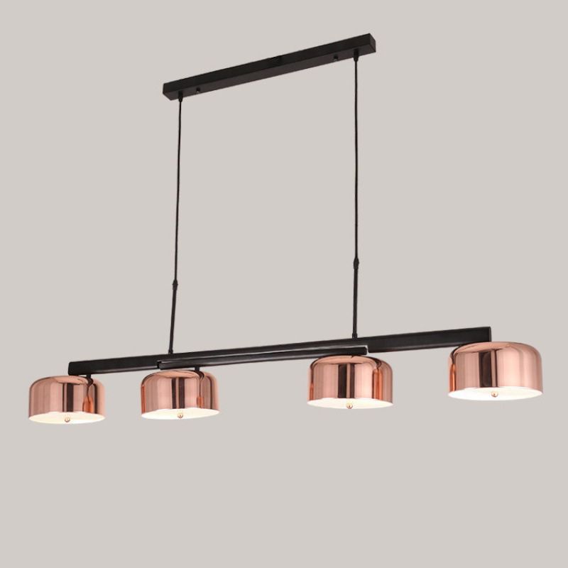 Linear Shape Pendant Light Modern Style Metal 4 Lights Island Lamps in Gold
