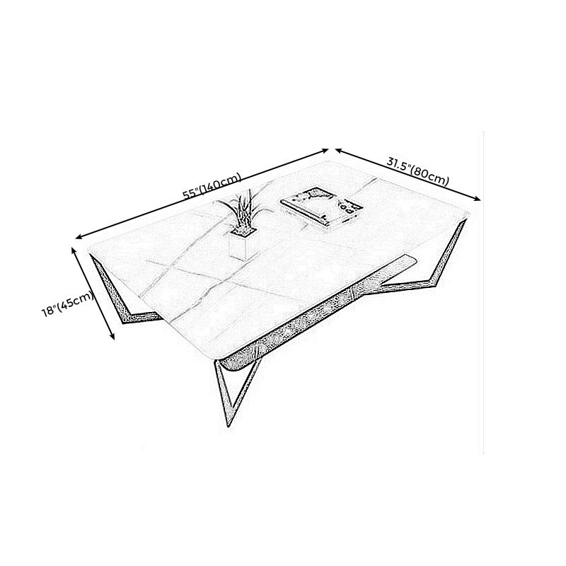 Cross Table Base Design Black Metal Base Slate Top Rectangular Coffee Table