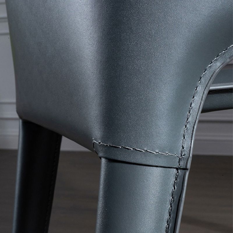 Faux Leather Dining Chair Modern Upholstered Chair with Metal Legs