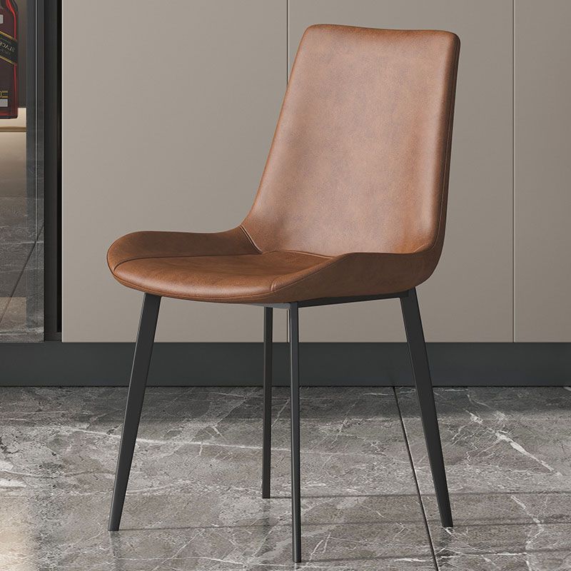 Armless Dining Chairs Industrial Faux Leather Kitchen Chairs for Dining Room