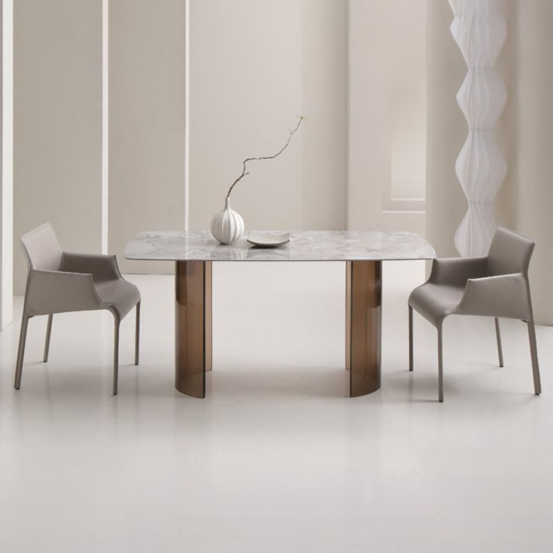 Contemporary Arm Dining Chairs Faux Leather Low Back Side Chair