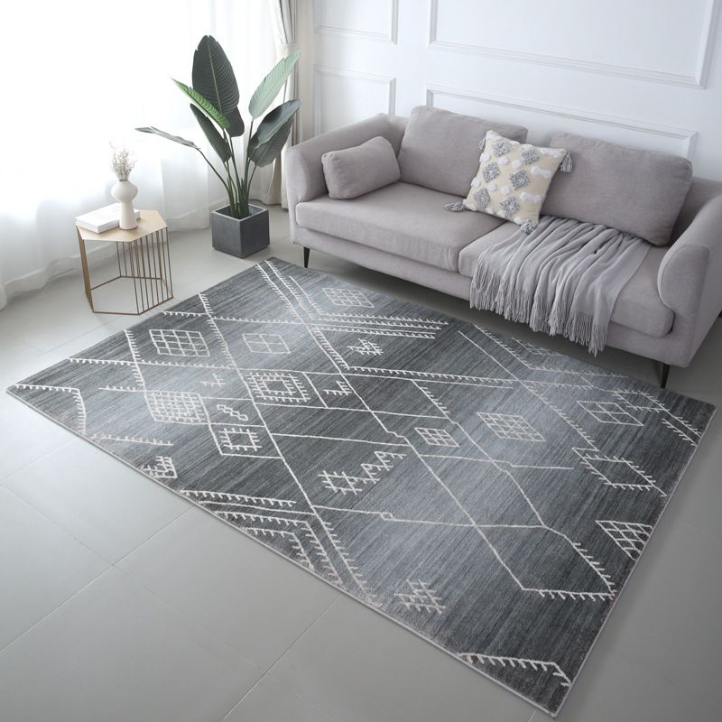 Simple Abstract Rug Imitation Cashmere Area Carpet Non-slip Rug for Living Room and Bedroom
