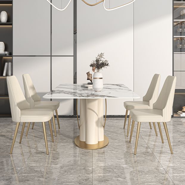 Luxury Sintered Stone Top Dining Set 1/2/5/6/7 Pieces Rectangle Kitchen Table with Chairs