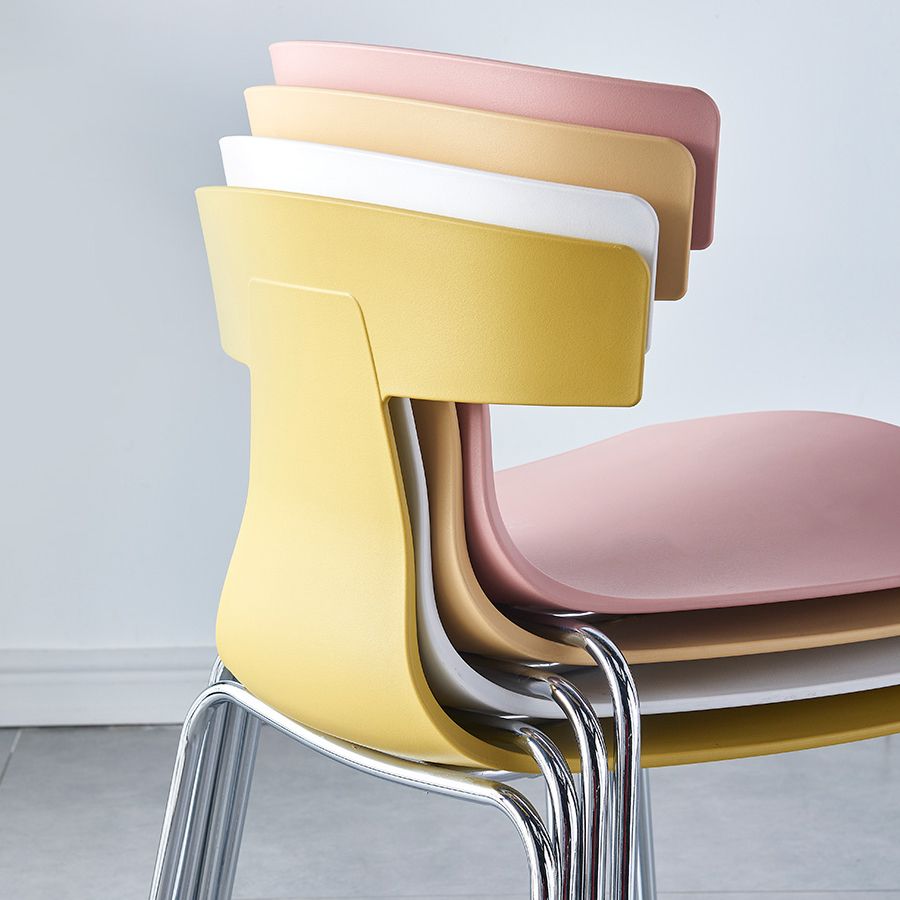 Chaises de salle à manger empilables sans accoudoirs, chaises latérales de salle à manger d'intérieur avec pieds en métal