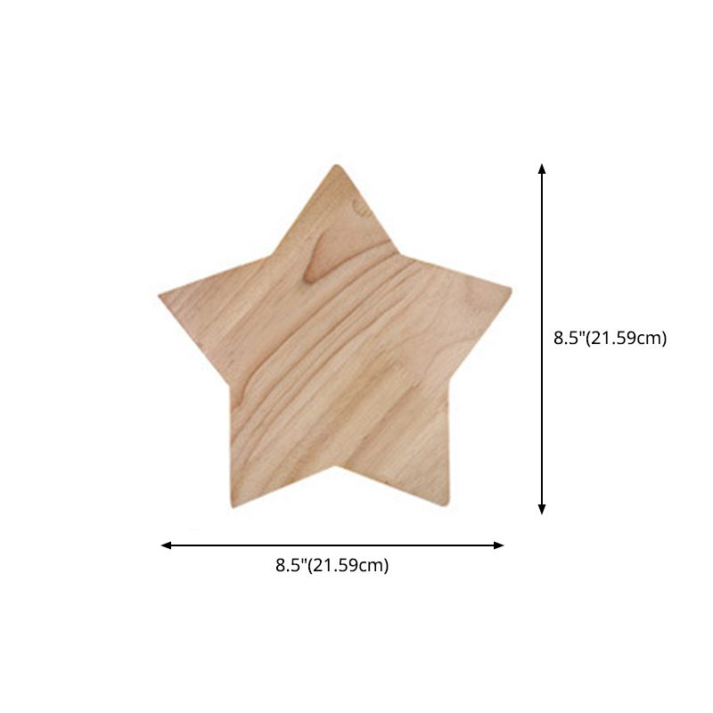 Modern LED Sconce Light Fixture Wood Star-Shaped Wall Sconce Lighting with Wooden Shade