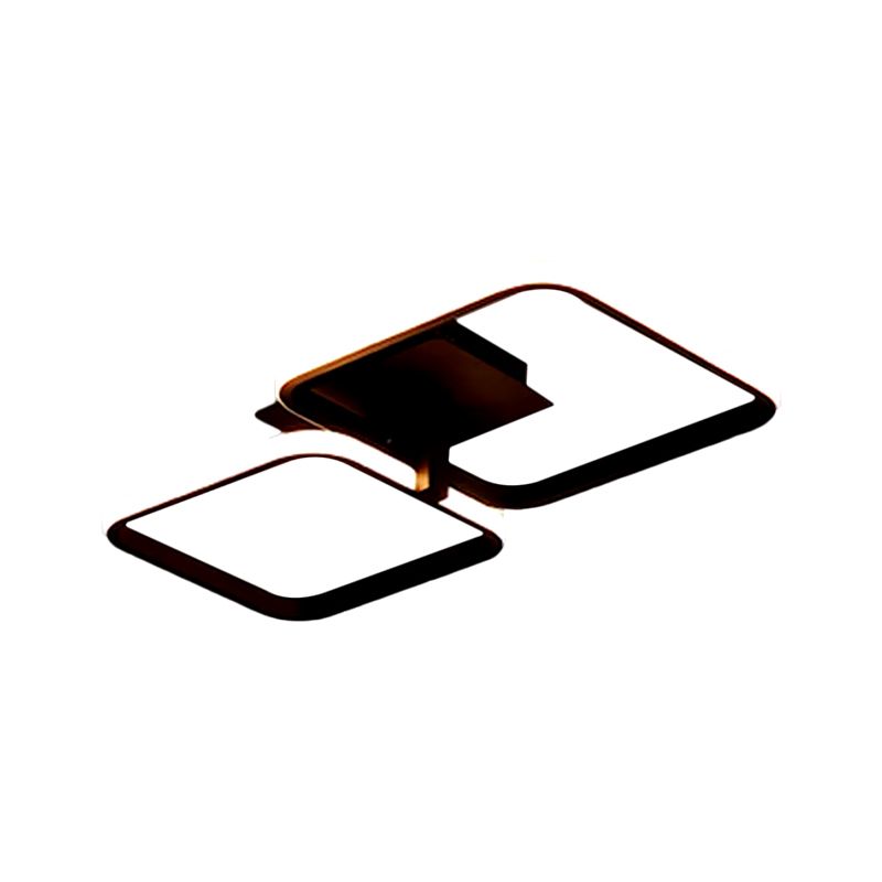 Acrylic Squared Frame Ceiling Flush Minimalism Black/White LED Semi Mount Lighting in Warm/White Light, 21"/23.5" Long