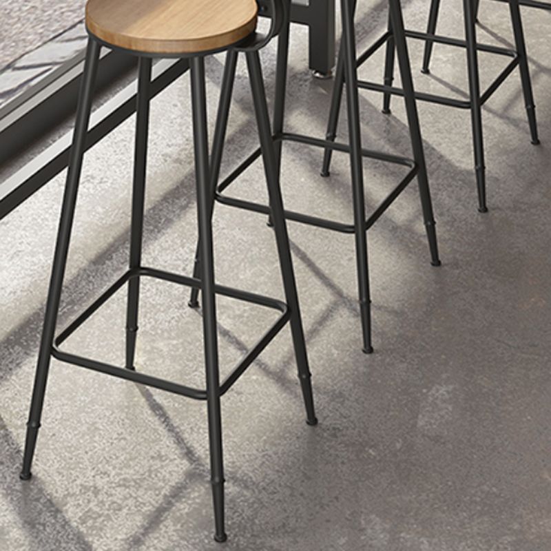 Industrial Metal Bar-stool with Black Base Round Low Back Counter-height Stool for Shop