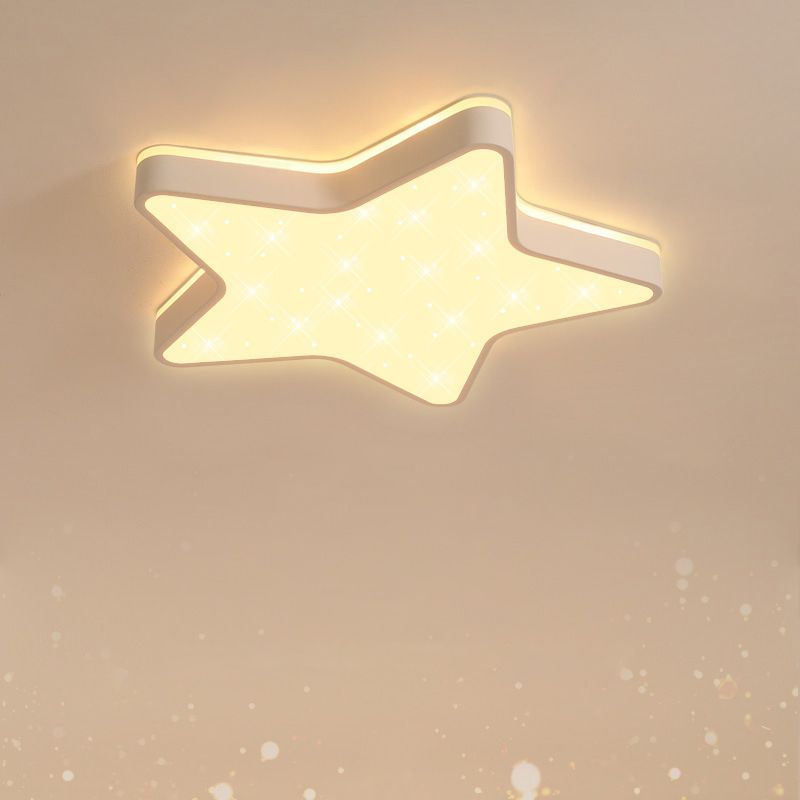 Pink/Blue/White Star Flush Light Cartoon Acrylic LED Flush Mount Ceiling Light in Warm/White Light for Childrens Bedroom