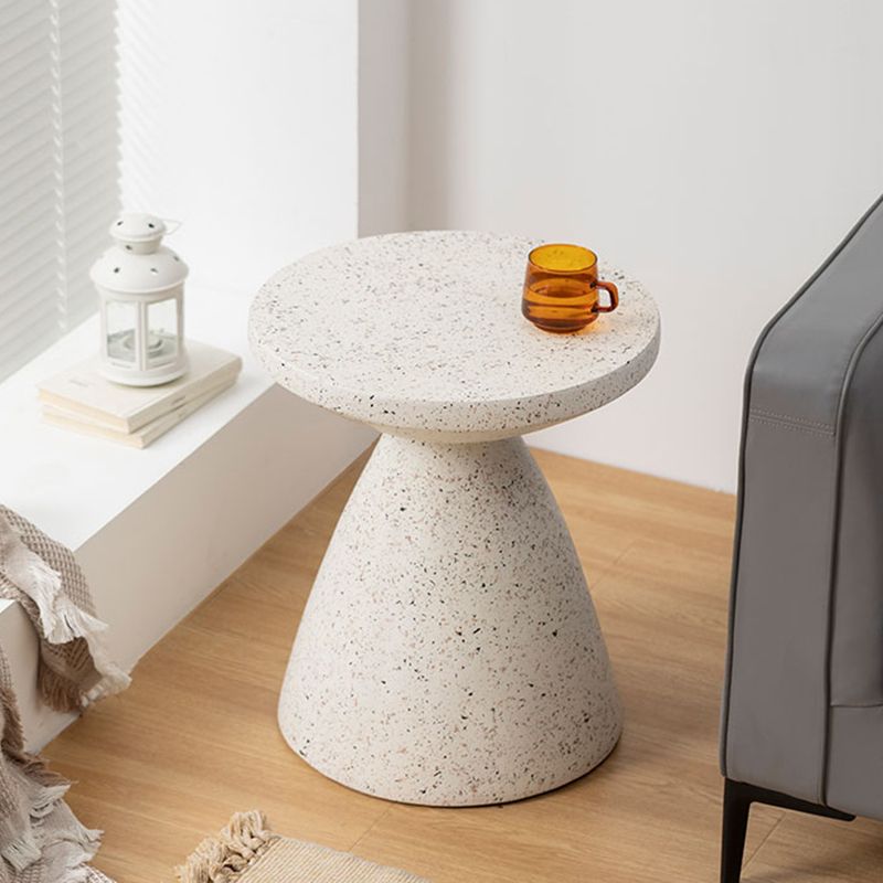 White Sofa Side Accent Table Round and Cone Shape Corner Table