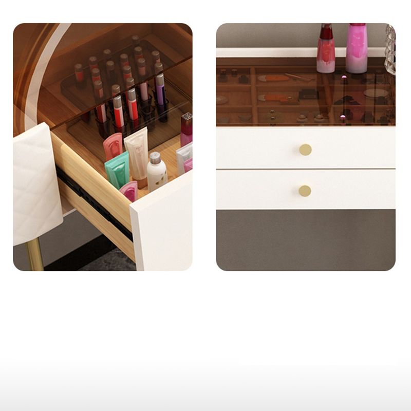 15.74" Wide Vanity Desk with 3 Storage Drawers Glam Glass Dresser, Whit