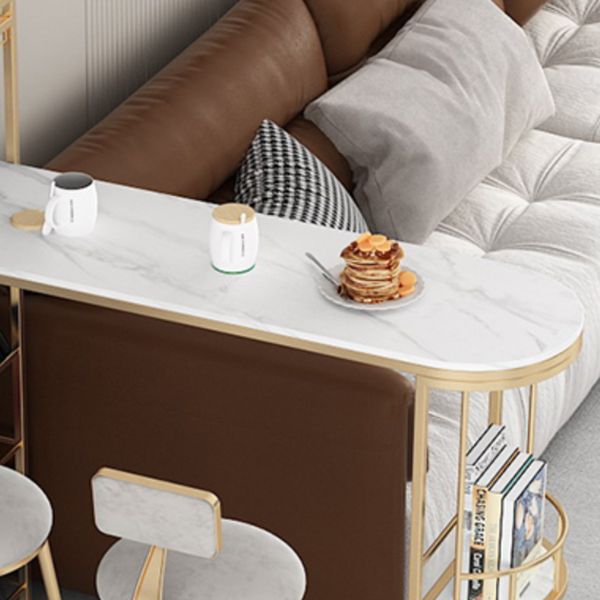 Iron Storage Base Bar Dining Table Modern Bar Table with Wine Glass Holders and Wine Rack