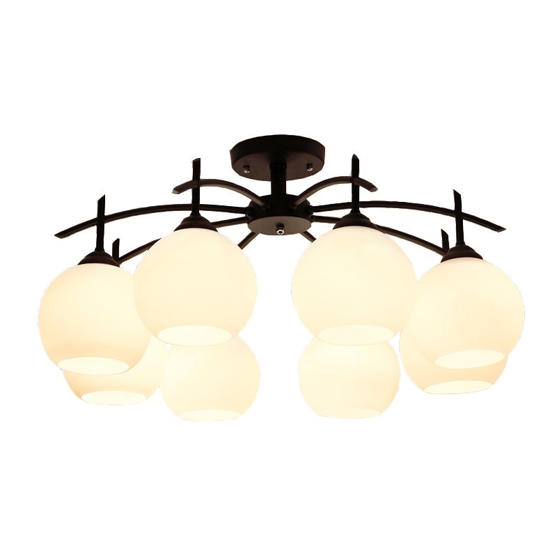 A cupola vicino al soffitto leggero mini minimalista in vetro opale soggiorno a filo in nero