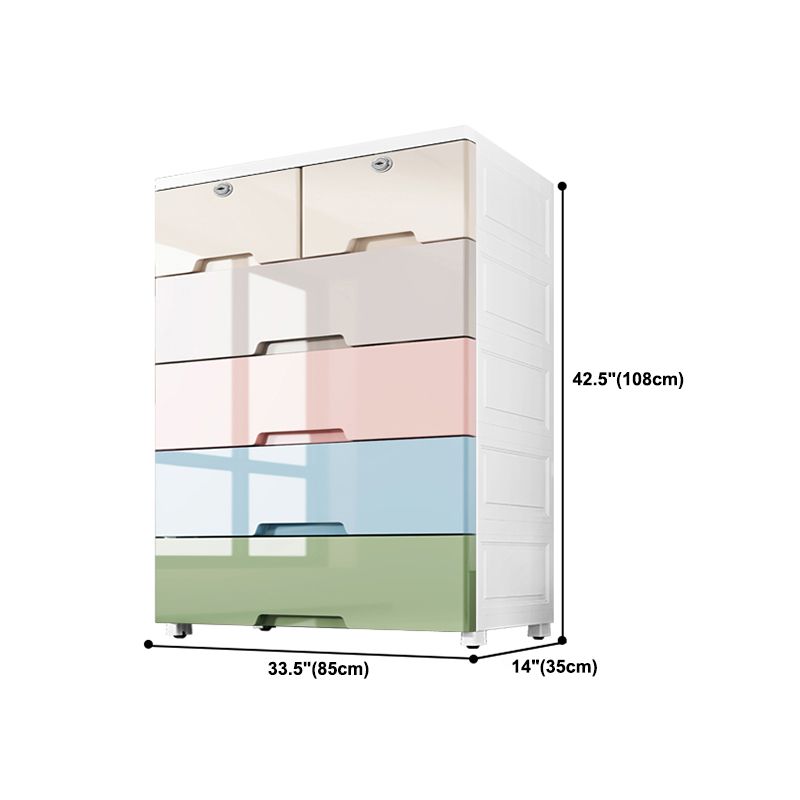 Contemporary Style Wardrobe Plastic Bedroom Wardrobe Closet With 6-Drawer