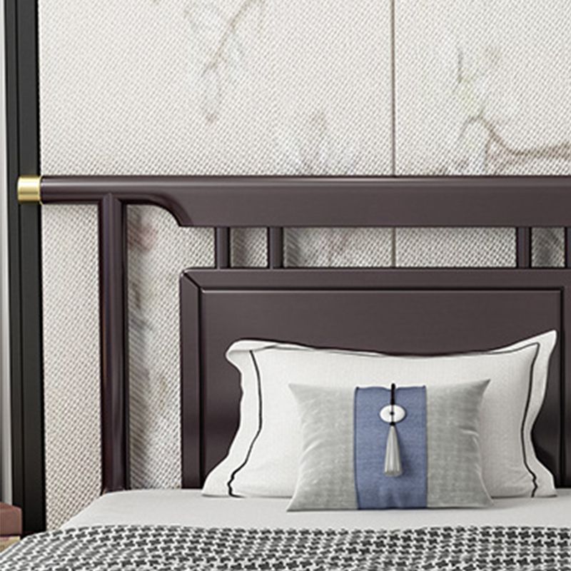 84.65 inch Wide Traditional Bed Frame Rubberwood Bed with Headboard