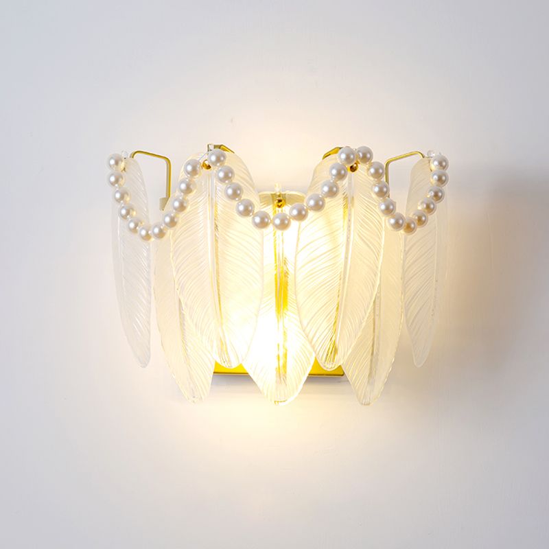 Modern Style Geometric Wall Mounted Lamps Glass 2 Lights Wall Sconces in White