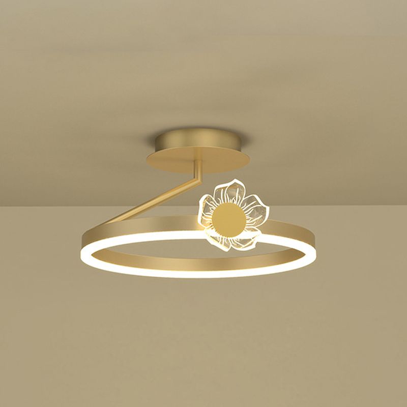 Contemporary Circle Flush Light Fixture Metal 1 Light Flush Mount Ceiling Light