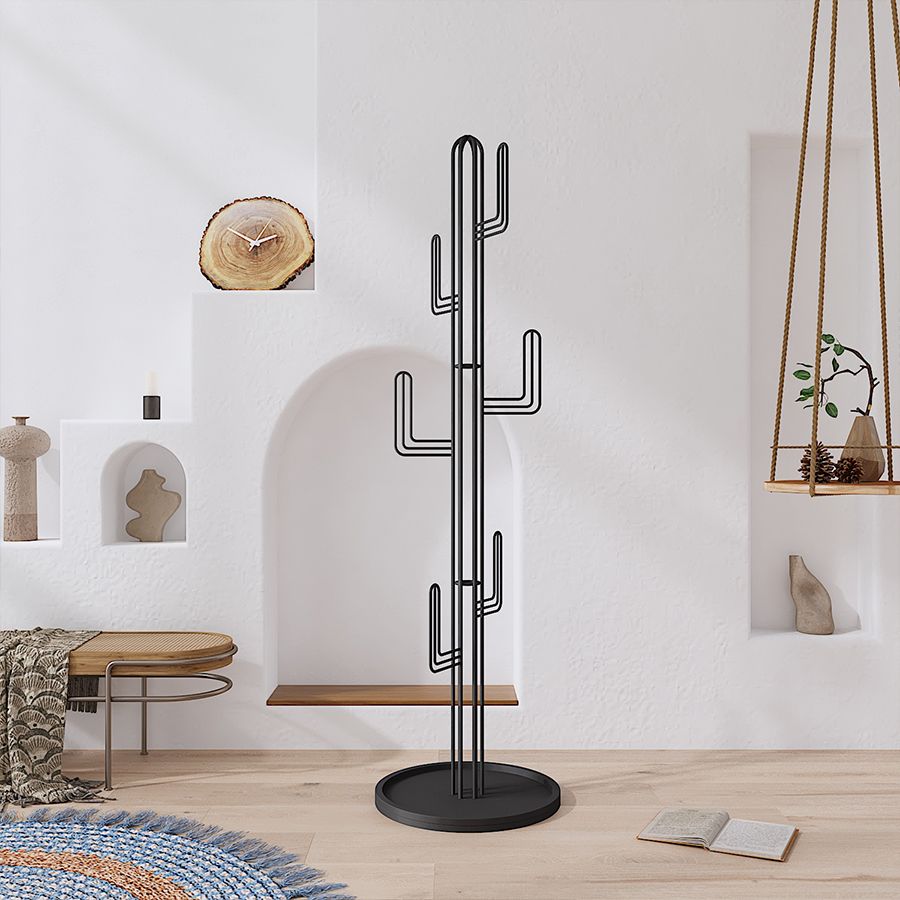 Unique Hall Tree Cactus Shape Metal Single Rod Hall Tree and Hook Coat Hanger