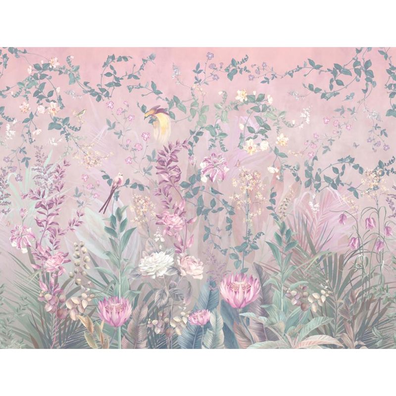 Pink Blossom Mural Wallpaper Stain Resistant Modernist Living Room Wall Covering