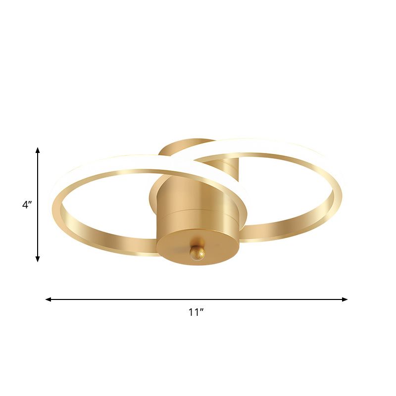 Acryl Dual Loop Flush Light Fixture Modern LED Gold Flush Mount Plafond Lamp voor Corridor