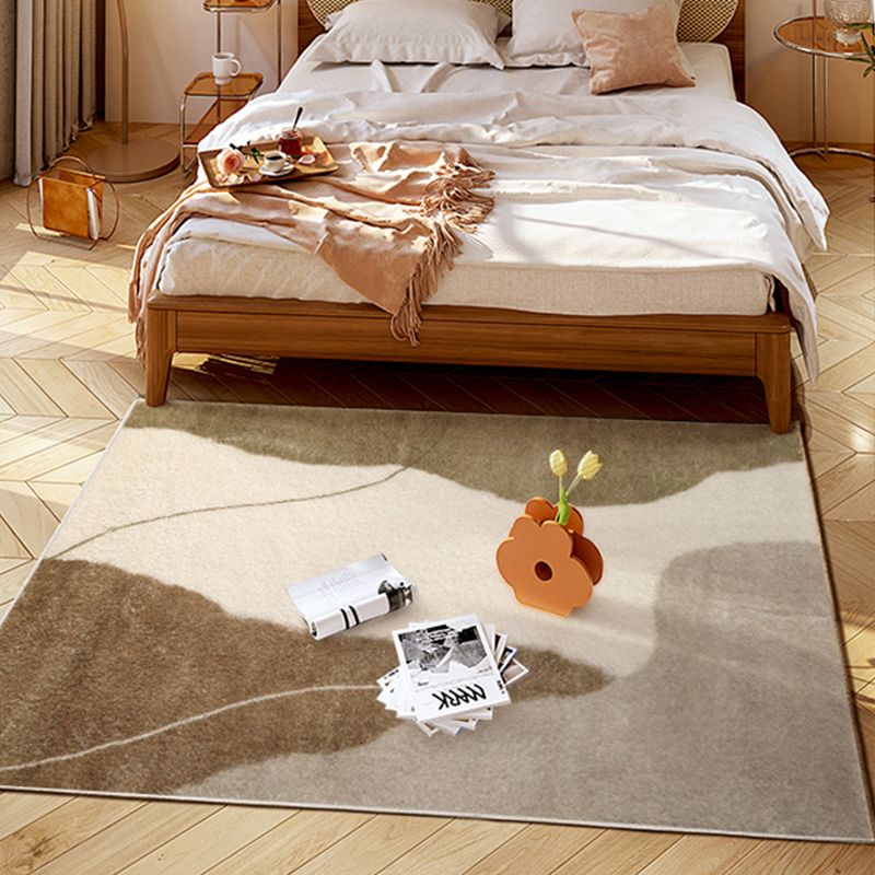 Dark Brown Modern Rug Polyester Color Piece Rug Washable Rug for Living Room