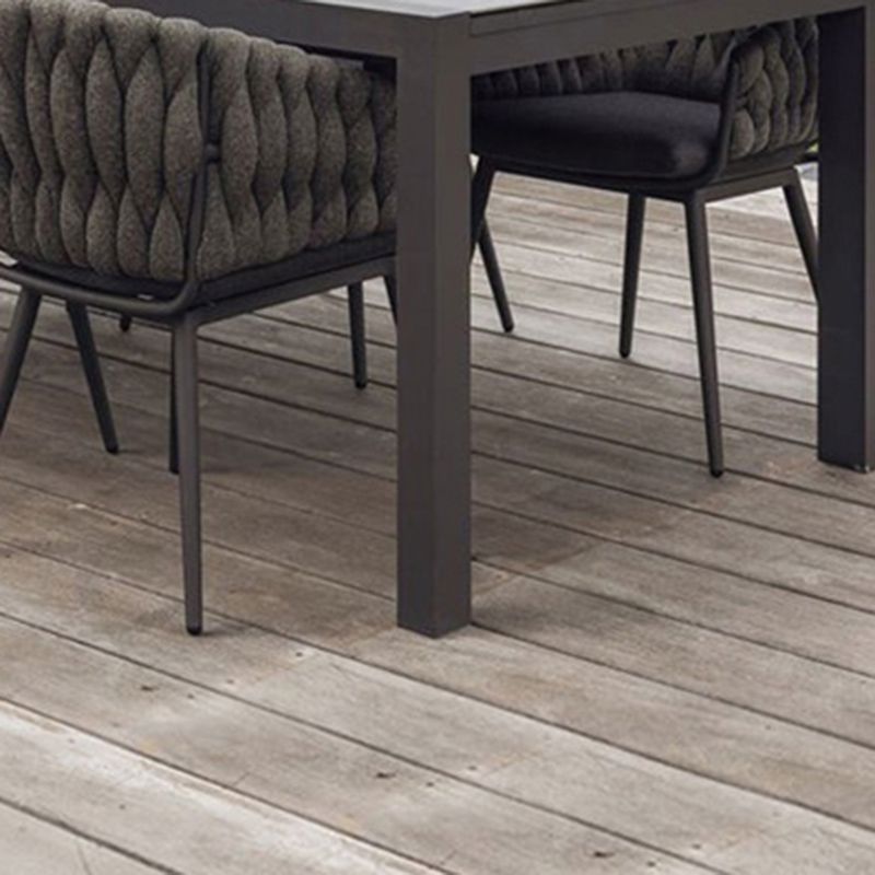 Stone Top Dining Table Set 1/7 Pcs Metal Frame Patio Dining Table with Upholstered Chairs