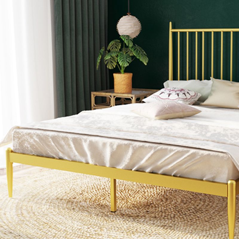 Glam Solid Color Open-Frame Bed Metal Open-Frame Bed with Headboard