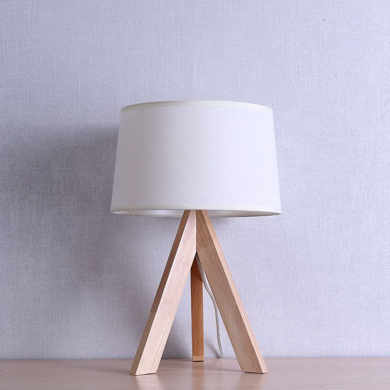 Lampada da comodino a tamburo affusolato modernista in tessuto con 1 lampada da lettura a testa in bianco