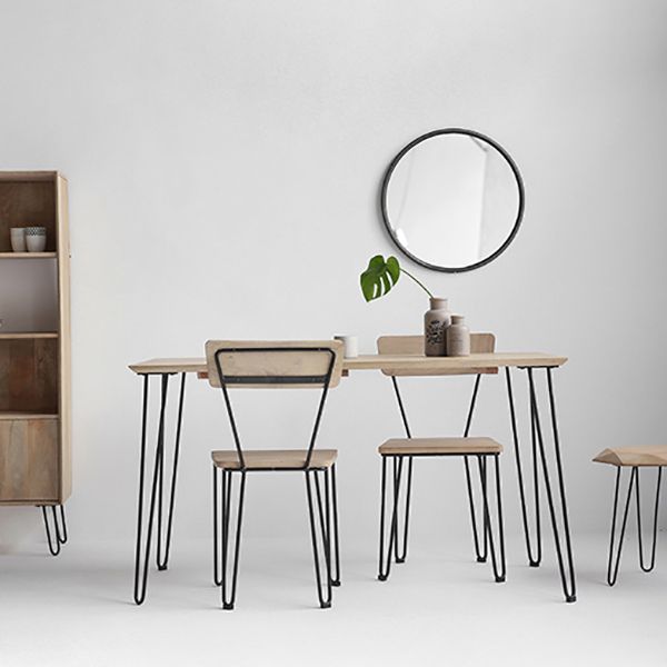 Industrial Rectangle Dining Site Table Pine Solid Wood Dining Room Home Furniture