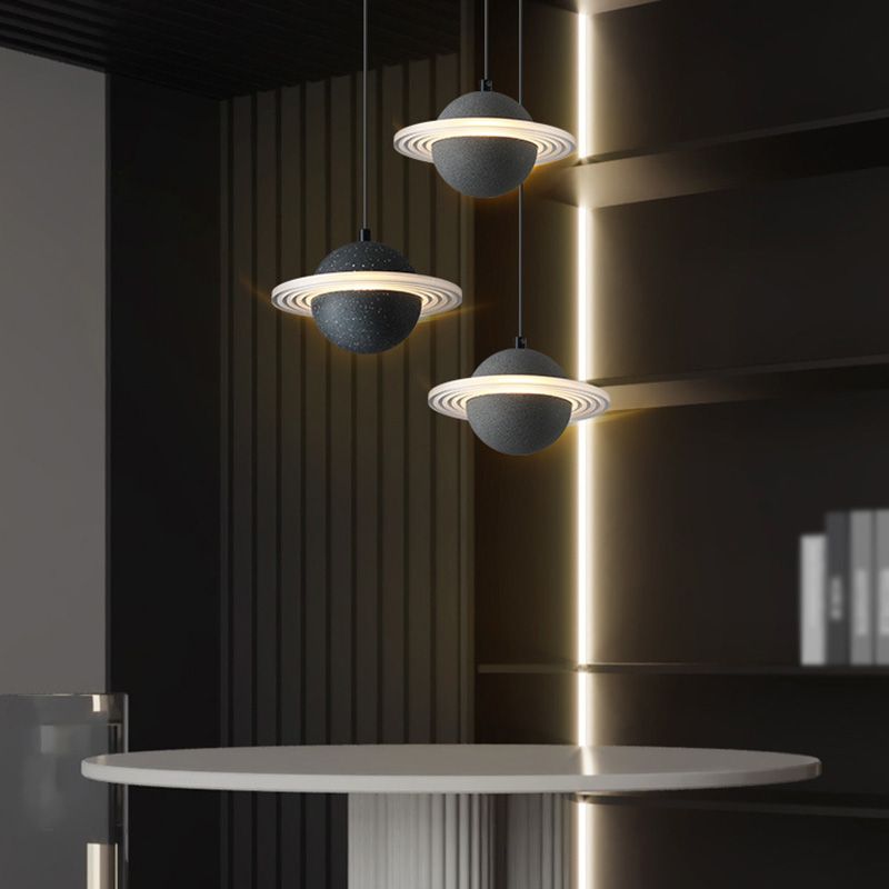 Stone Integrated LED Hanging Lamp Kit Minimalist Style Pendant Spherical in 1 Light