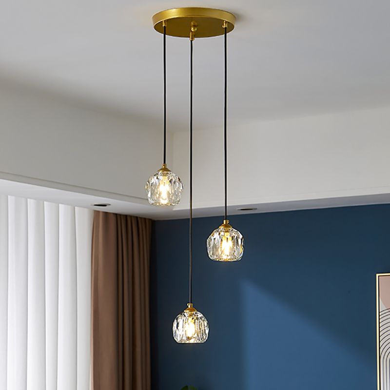 Crystal Sphere Down Lighting Pendant Modern Style Suspension Pendant Light in Gold