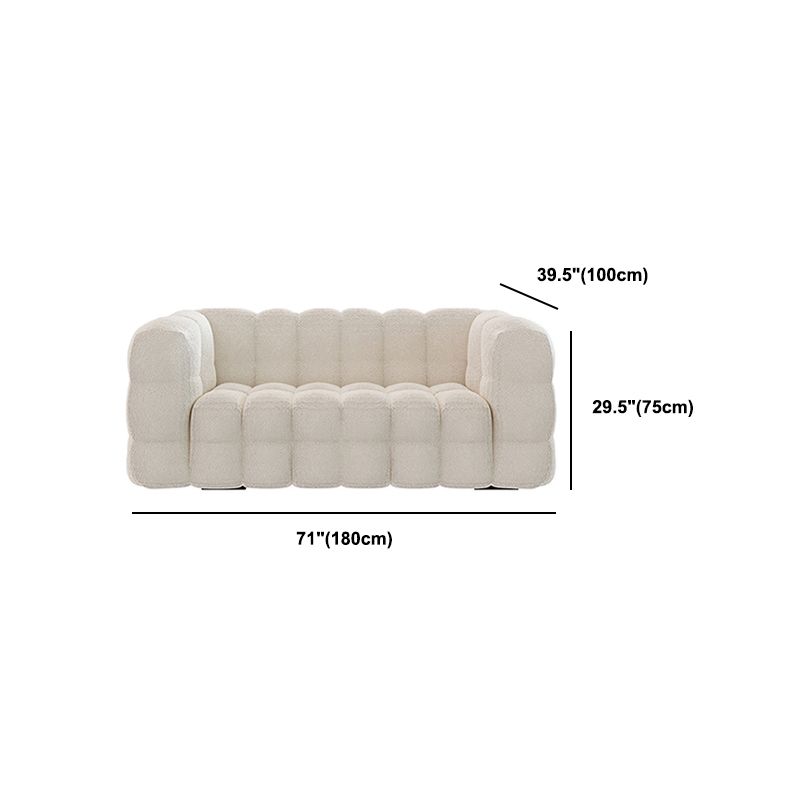 Pillow Sewn Back Sofa Contemporary Tuxedo Arm White Wool - 39.37" D