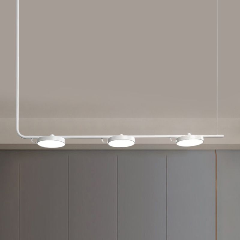 Moderno lampadario semplice/nero semplice con tonalità di tamburo 2/3 luci in metallo l'illuminazione per sala da pranzo