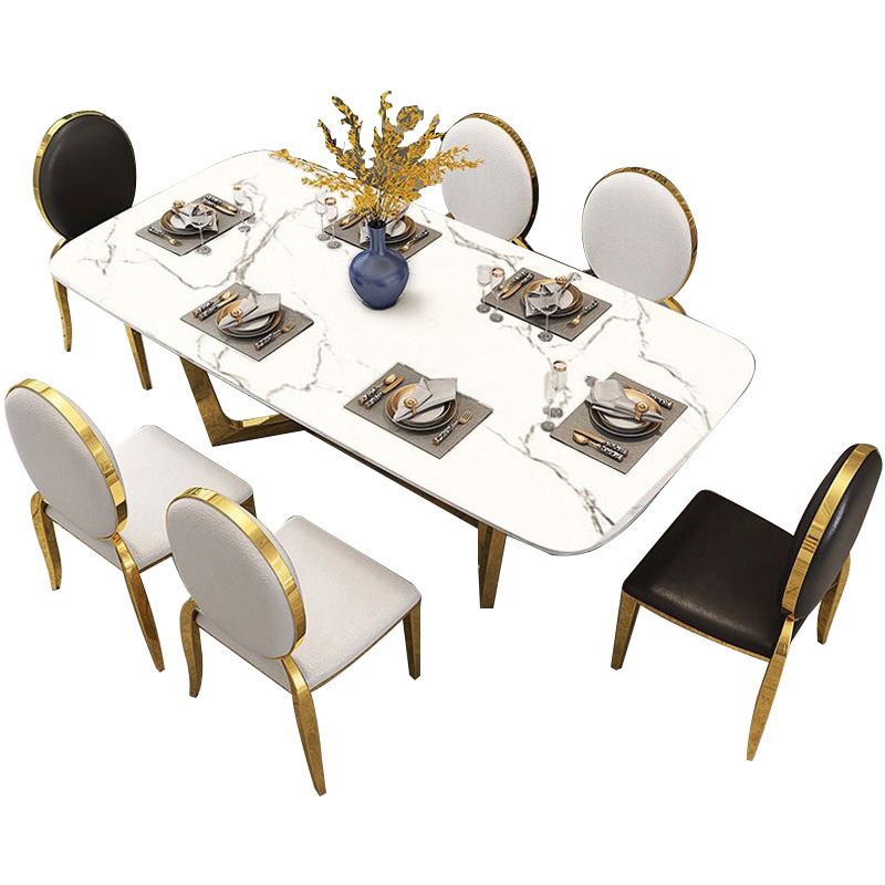 Glam Style Dining Room Dinner Table Gold Base Luxury Dining Table