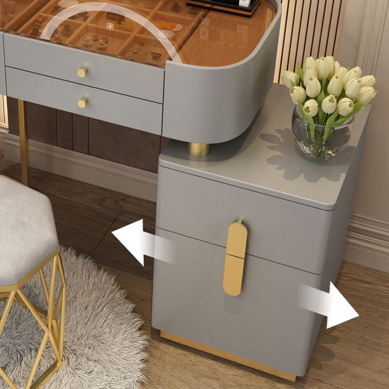 Glam Glass Vanity Dressing Table Bedroom Mirror Makeup Vanity Desk with Drawer