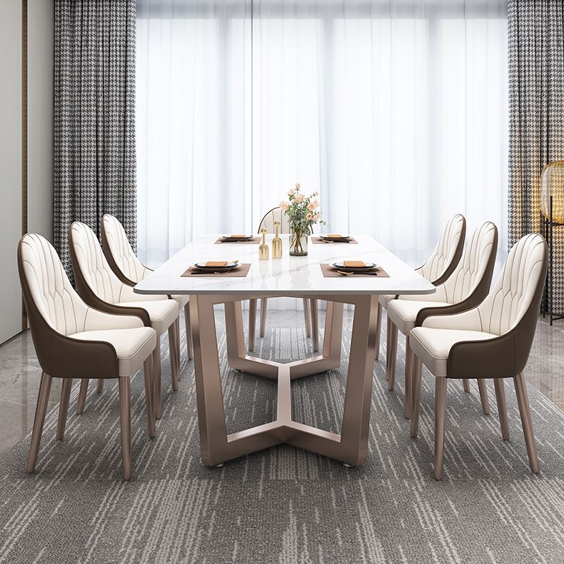 Standard Marble Top Dining Set with Metallic Legs Base for Dining Furniture
