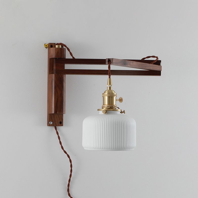 Moderner Stil Geometrischer Wandlampe Licht Holz 1 hellem Wandmontagleuchte in Weiß