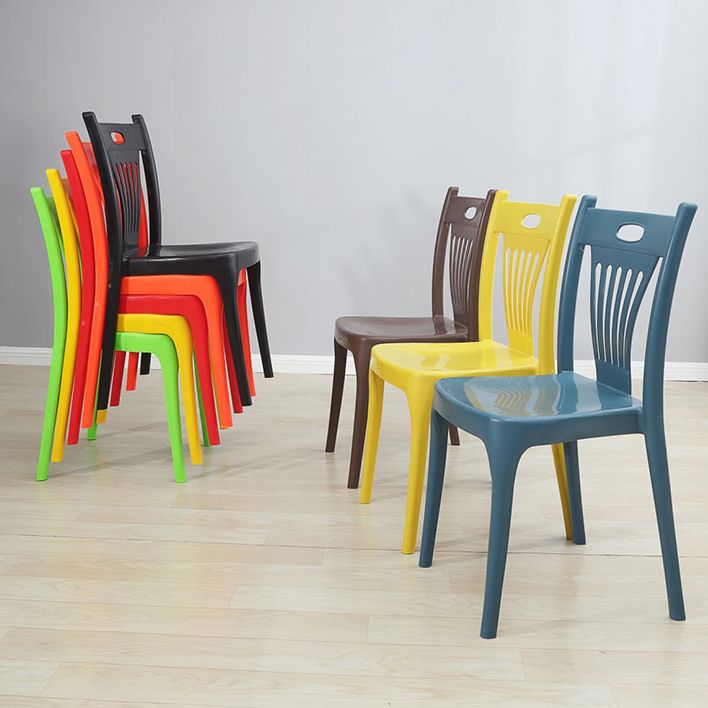 Sillas de comedor de estilo nórdico, sillas laterales de plástico sin brazos para cocina (juego de 4)