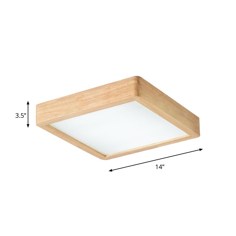 Illuminazione da incasso a soffitto a LED nordica in legno quadrato/rettangolo/a scacchi da 14"/21,5"/37,5" con paralume acrilico, luce calda/bianca