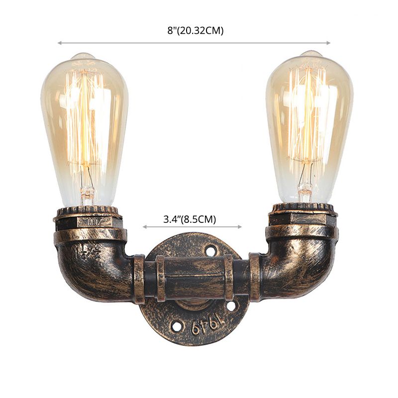 Old Brass Creative Water Pipe Wall Sconce Retro Industrial Style Mini Wall Lamp for Restaurants Bar