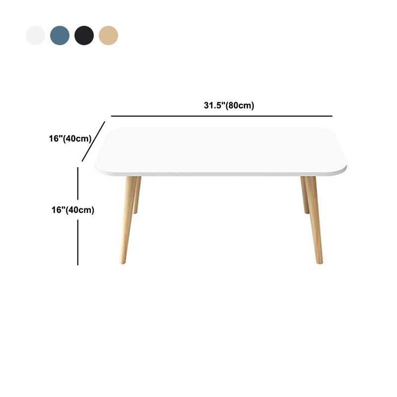 Contemporary Wooden Coffee Table with 4 Natural Legs and Rectangle Top